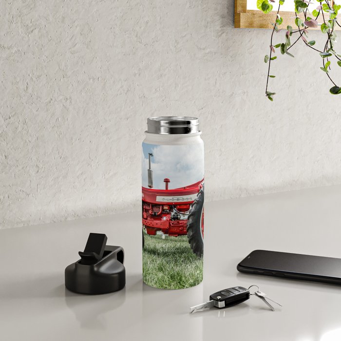 Vintage IH Farmall 450 Side View Red Tractor Water Bottle Gallery Image 4