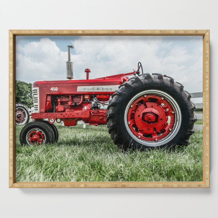 Vintage IH Farmall 450 Side View Red Tractor Serving Tray Gallery Image 1