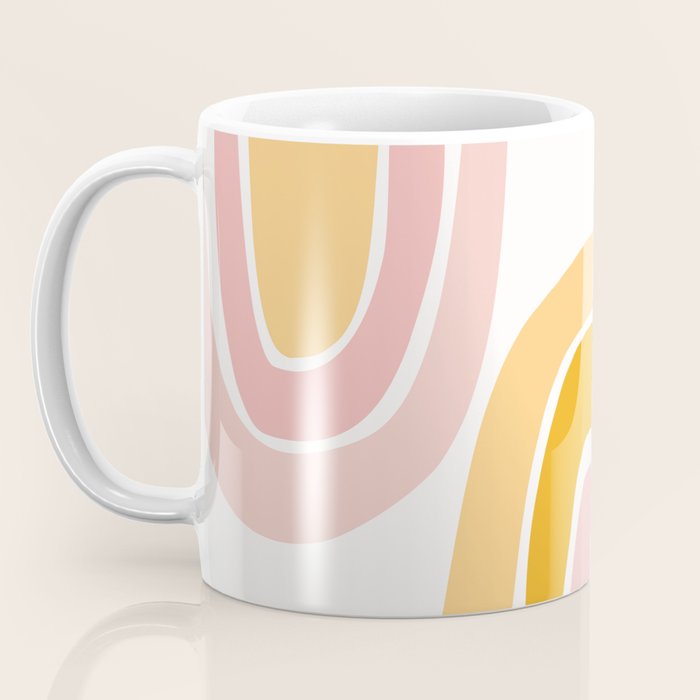 Abstract Shapes 37 in Mustard Yellow and Pale Pink Coffee Mug Gallery Image 3