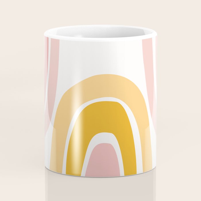 Abstract Shapes 37 in Mustard Yellow and Pale Pink Coffee Mug Gallery Image 4