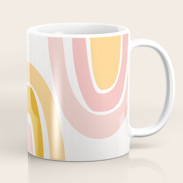 Abstract Shapes 37 in Mustard Yellow and Pale Pink Coffee Mug Gallery Image 1