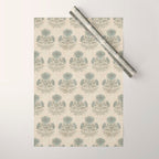 Marigold - sage and dusty blue on linen Wrapping Paper Gallery Image 1