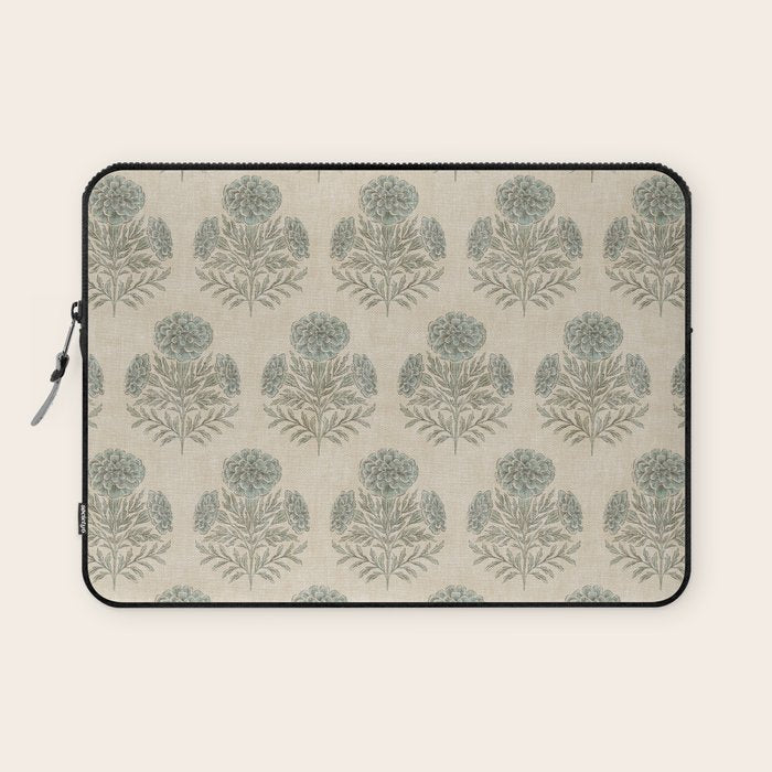 Marigold - sage and dusty blue on linen Laptop Sleeve Gallery Image 1