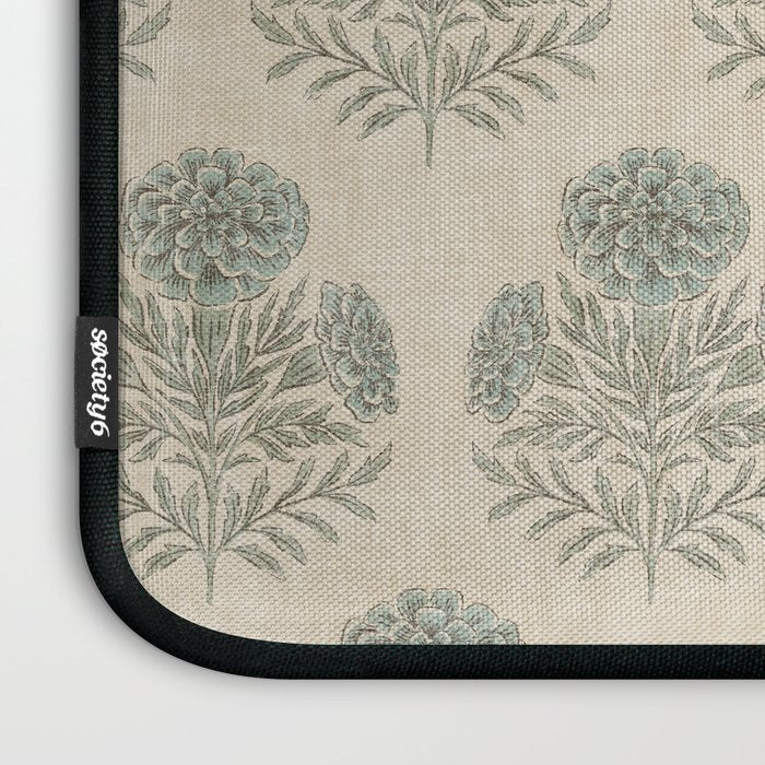 Marigold - sage and dusty blue on linen Laptop Sleeve Gallery Image 3