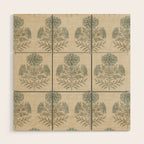 Marigold - sage and dusty blue on linen Wood Wall Art Gallery Image 1