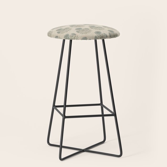 Marigold - sage and dusty blue on linen Stool Gallery Image 1