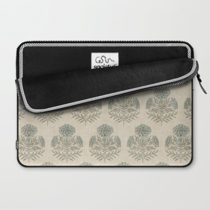 Marigold - sage and dusty blue on linen Laptop Sleeve Gallery Image 2