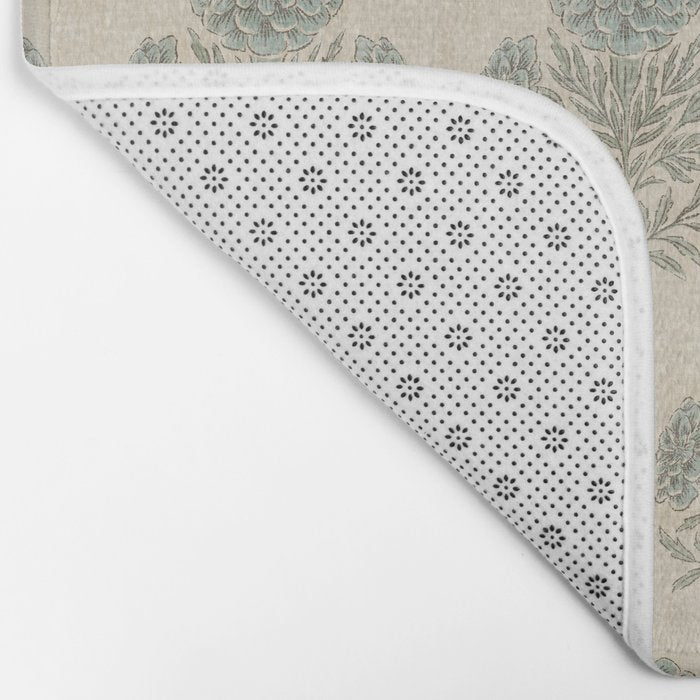 Marigold - sage and dusty blue on linen Bath Mat Gallery Image 2