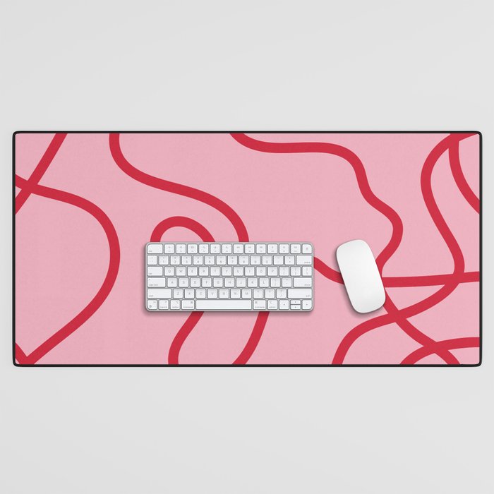 Abstract Lines pink and red Desk Mat Gallery Image 1