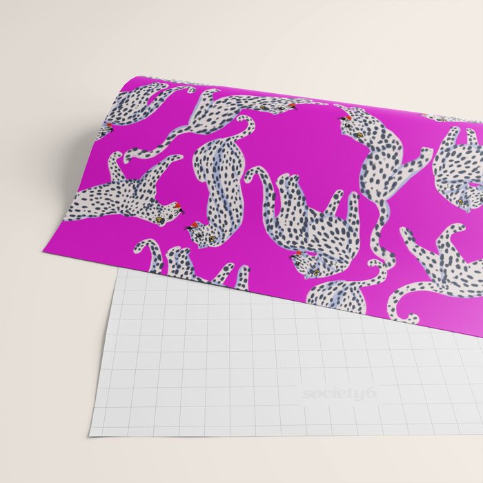 Abstract white leopards with red lips Wrapping Paper Gallery Image 2