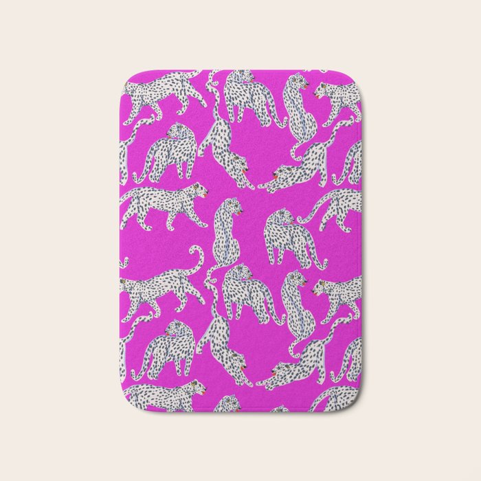 Abstract white leopards with red lips Bath Mat Gallery Image 1