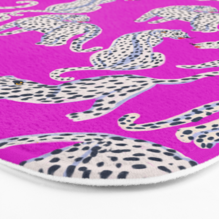 Abstract white leopards with red lips Bath Mat Gallery Image 3