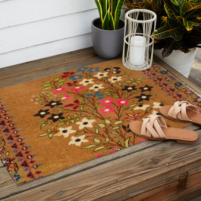 Kashan Vintage Central Persian Mat Print Outdoor Rug Gallery Image 2