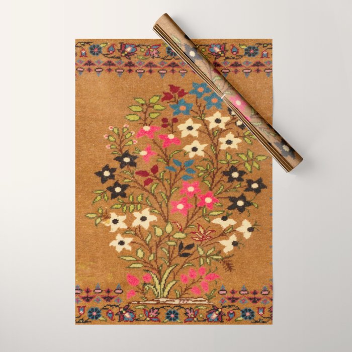 Kashan Vintage Central Persian Mat Print Wrapping Paper Gallery Image 1