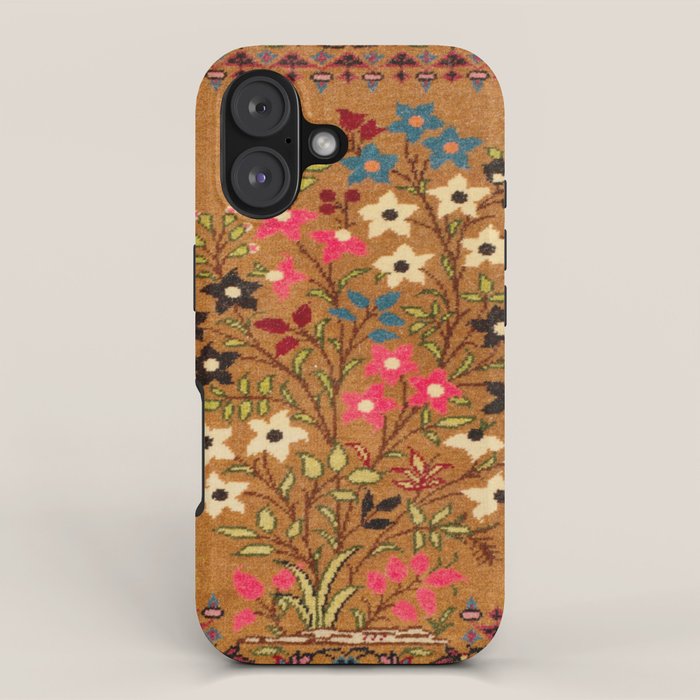 Kashan Vintage Central Persian Mat Print iPhone Case Gallery Image 1