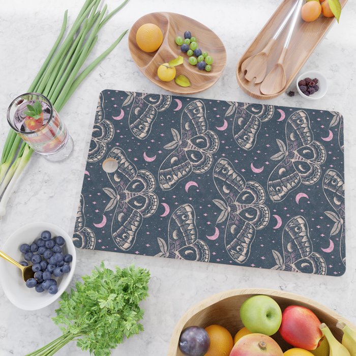 Celestial Cecropia - midnight blue and orchid  Cutting Board Gallery Image 2