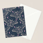 Celestial Cecropia - midnight blue and orchid  Stationery Card Gallery Image 2
