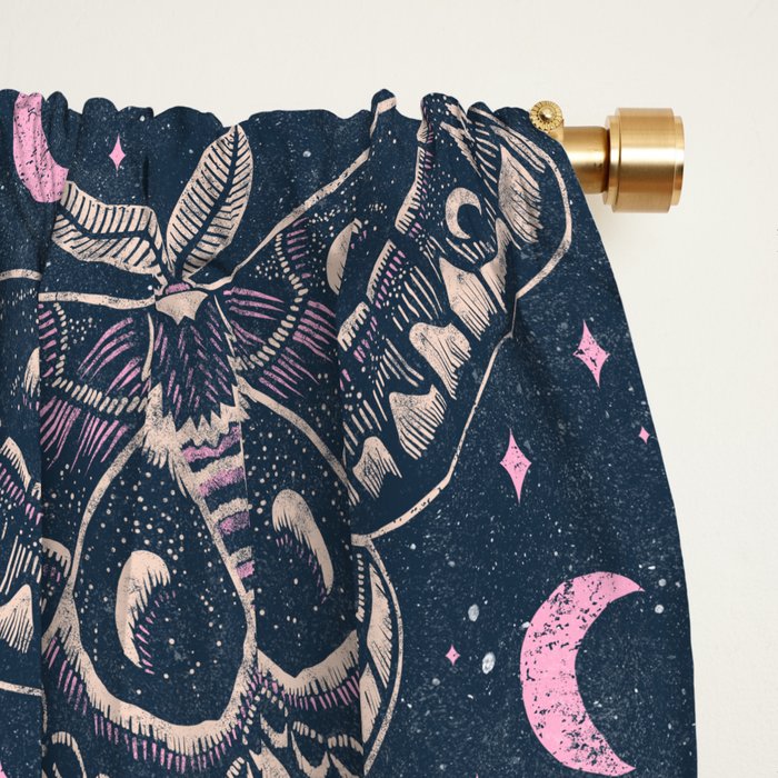 Celestial Cecropia - midnight blue and orchid  Window Curtain Gallery Image 2