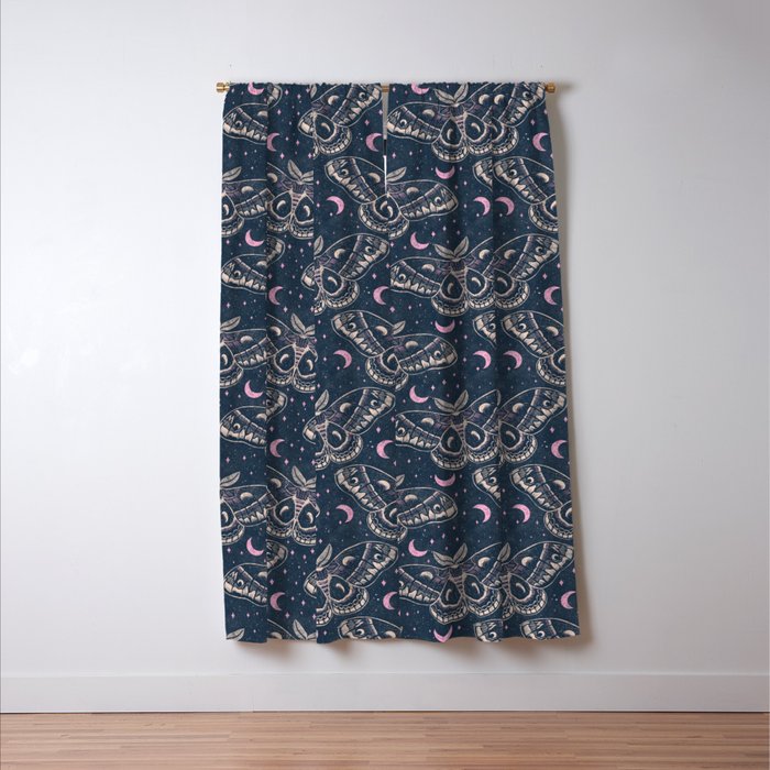 Celestial Cecropia - midnight blue and orchid  Window Curtain Gallery Image 3