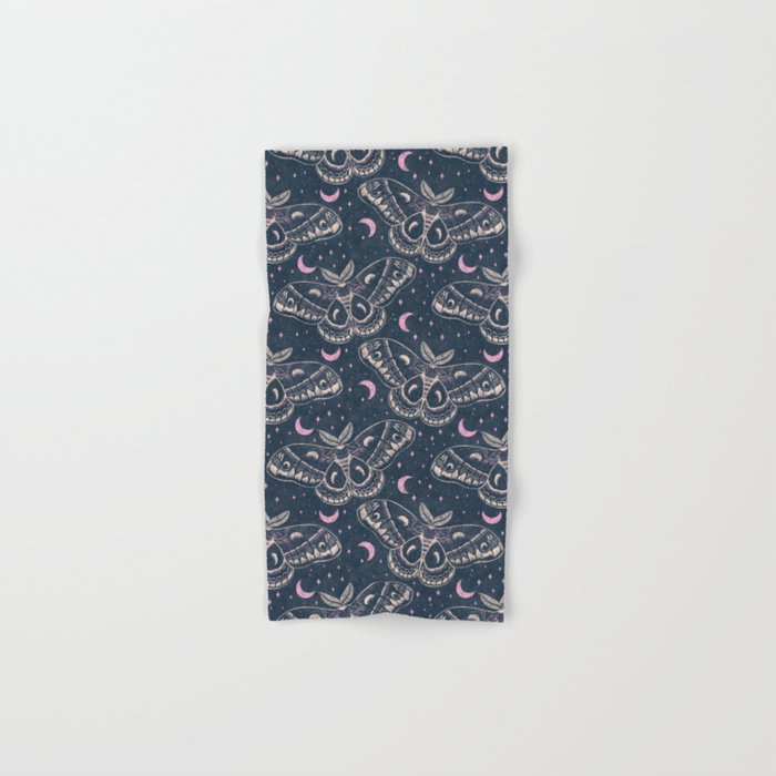 Celestial Cecropia - midnight blue and orchid  Bath Towel Gallery Image 1