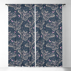 Celestial Cecropia - midnight blue and orchid  Window Curtain Gallery Image 5
