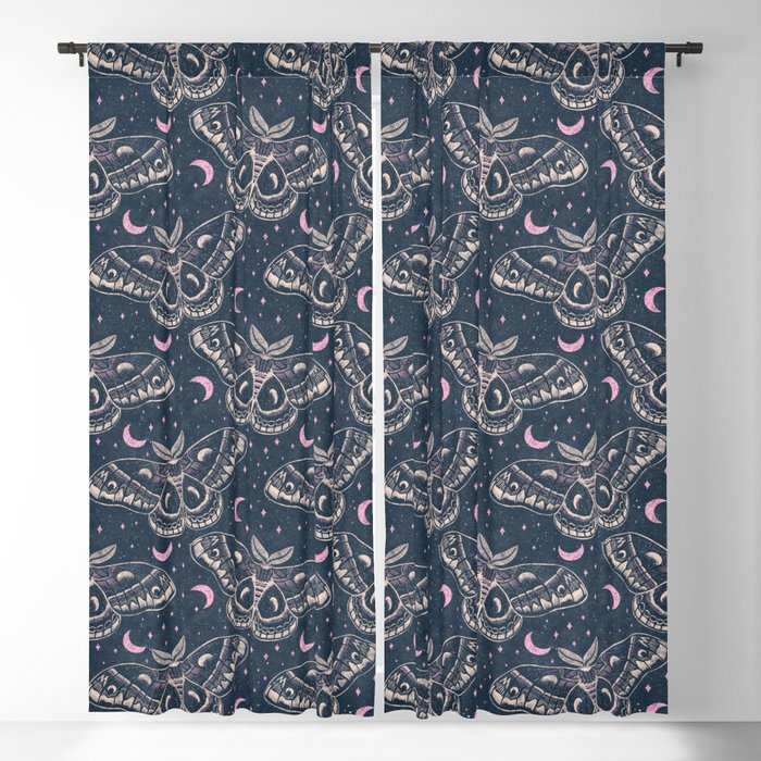 Celestial Cecropia - midnight blue and orchid  Window Curtain Gallery Image 5