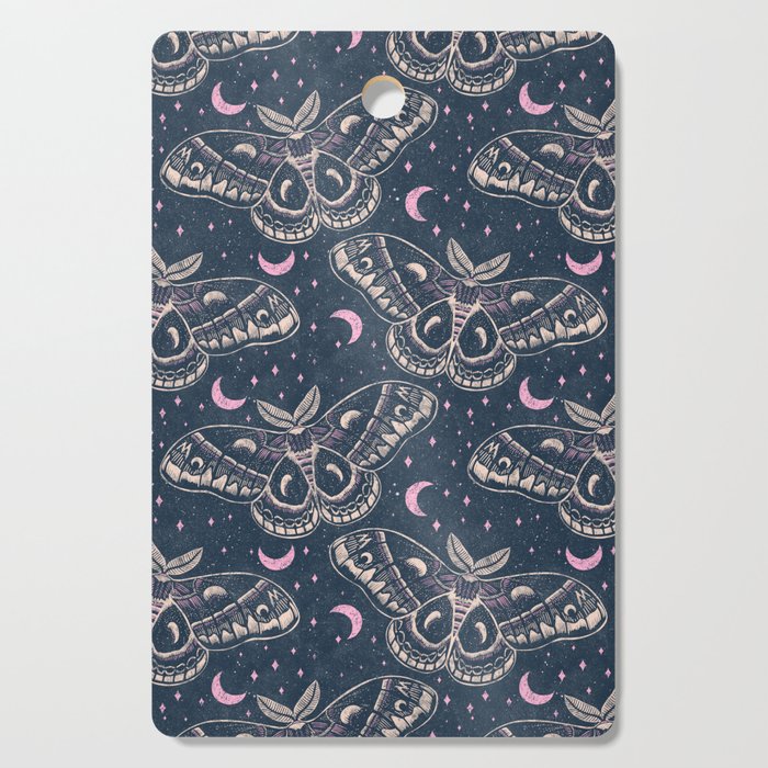 Celestial Cecropia - midnight blue and orchid  Cutting Board Gallery Image 1