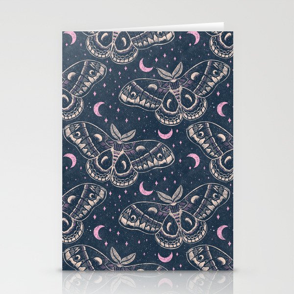 Celestial Cecropia - midnight blue and orchid  Stationery Card Gallery Image 2