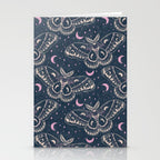 Celestial Cecropia - midnight blue and orchid  Stationery Card Gallery Image 2