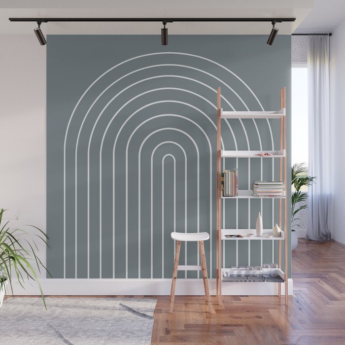 Minimal Arch XLVII Neutral Grey Blue Modern Geometric Lines Wall Mural Gallery Image 1