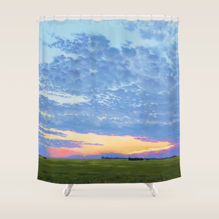 Prairie Summer Sunset Shower Curtain Gallery Image 1