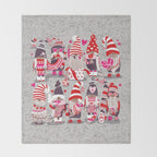 I gnome you more // grey background red and pink Valentine's Day gnomes and motifs Throw Blanket Gallery Image 2