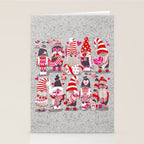 I gnome you more // grey background red and pink Valentine's Day gnomes and motifs Stationery Card Gallery Image 2