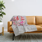 I gnome you more // grey background red and pink Valentine's Day gnomes and motifs Throw Blanket Gallery Image 1