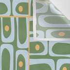 Mid Century Modern Piquet Abstract Multi Pattern in Green Light Blue Yellow-Orange Wall Tapestry Gallery Image 3
