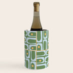 Mid Century Modern Piquet Abstract Multi Pattern in Green Light Blue Yellow-Orange Wine Chiller Gallery Image 1