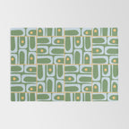 Mid Century Modern Piquet Abstract Multi Pattern in Green Light Blue Yellow-Orange Rug Gallery Image 2