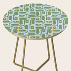 Mid Century Modern Piquet Abstract Multi Pattern in Green Light Blue Yellow-Orange Side Table Gallery Image 2