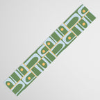 Mid Century Modern Piquet Abstract Multi Pattern in Green Light Blue Yellow-Orange Table Runner Gallery Image 3