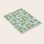 Mid Century Modern Piquet Abstract Multi Pattern in Green Light Blue Yellow-Orange Notebook Gallery Image 3