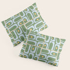 Mid Century Modern Piquet Abstract Multi Pattern in Green Light Blue Yellow-Orange Pillow Sham Gallery Image 3
