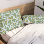 Mid Century Modern Piquet Abstract Multi Pattern in Green Light Blue Yellow-Orange Pillow Sham Gallery Image 2