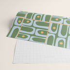 Mid Century Modern Piquet Abstract Multi Pattern in Green Light Blue Yellow-Orange Wrapping Paper Gallery Image 2