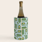 Mid Century Modern Piquet Abstract Multi Pattern in Green Light Blue Yellow-Orange Wine Chiller Gallery Image 3