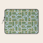 Mid Century Modern Piquet Abstract Multi Pattern in Green Light Blue Yellow-Orange Laptop Sleeve Gallery Image 1