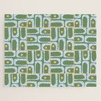 Mid Century Modern Piquet Abstract Multi Pattern in Green Light Blue Yellow-Orange Jigsaw Puzzle Gallery Image 1
