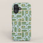 Mid Century Modern Piquet Abstract Multi Pattern in Green Light Blue Yellow-Orange iPhone Case Gallery Image 1