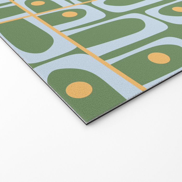 Mid Century Modern Piquet Abstract Multi Pattern in Green Light Blue Yellow-Orange Welcome Mat Gallery Image 2