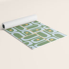 Mid Century Modern Piquet Abstract Multi Pattern in Green Light Blue Yellow-Orange Yoga Mat Gallery Image 2