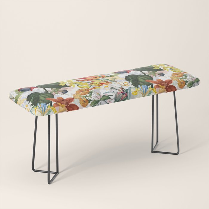 Vintage & Shabby Chic - Tropical Botanical Flower Garden  Bench Gallery Image 1